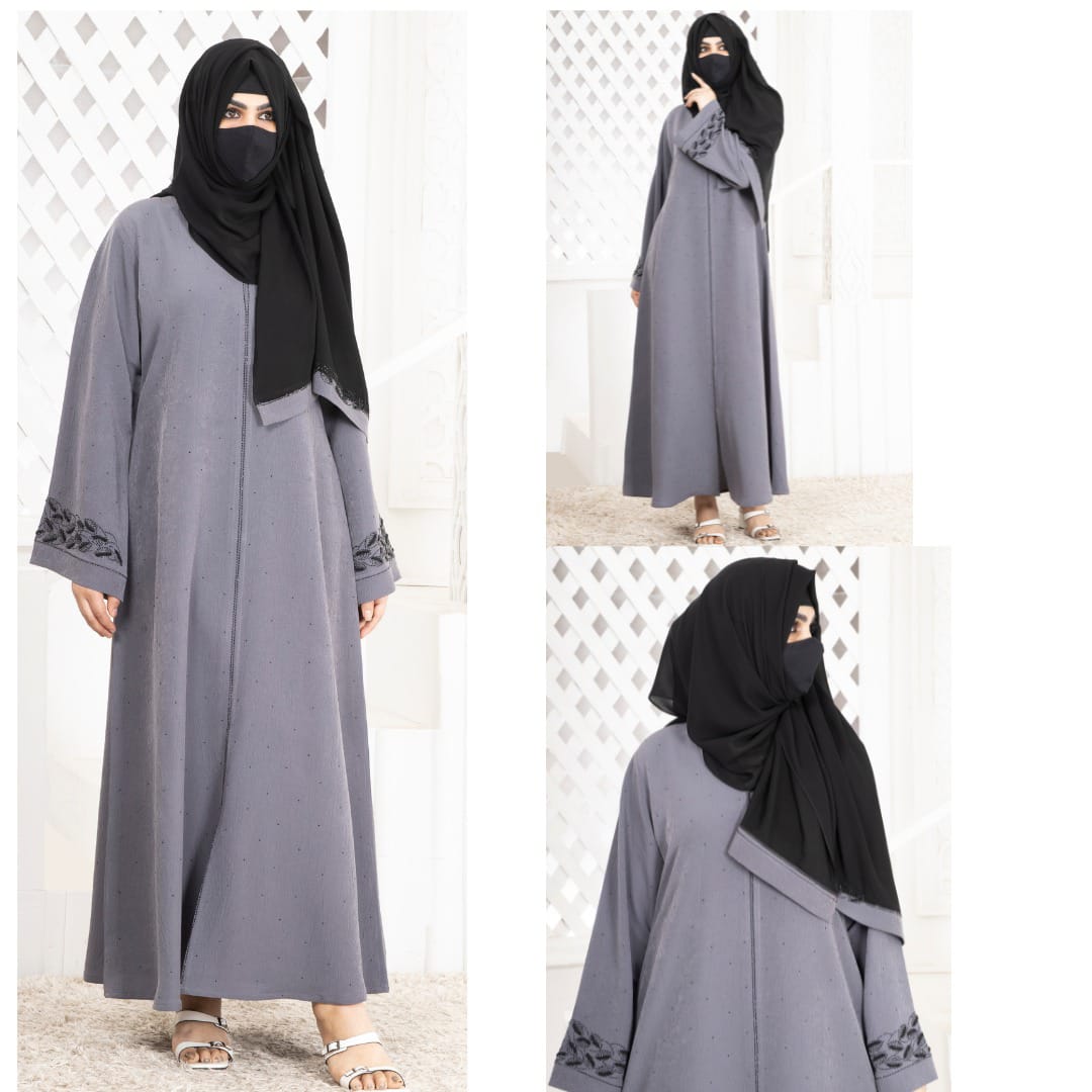 ✨Elegant grey color Abaya Straight Cut ✨