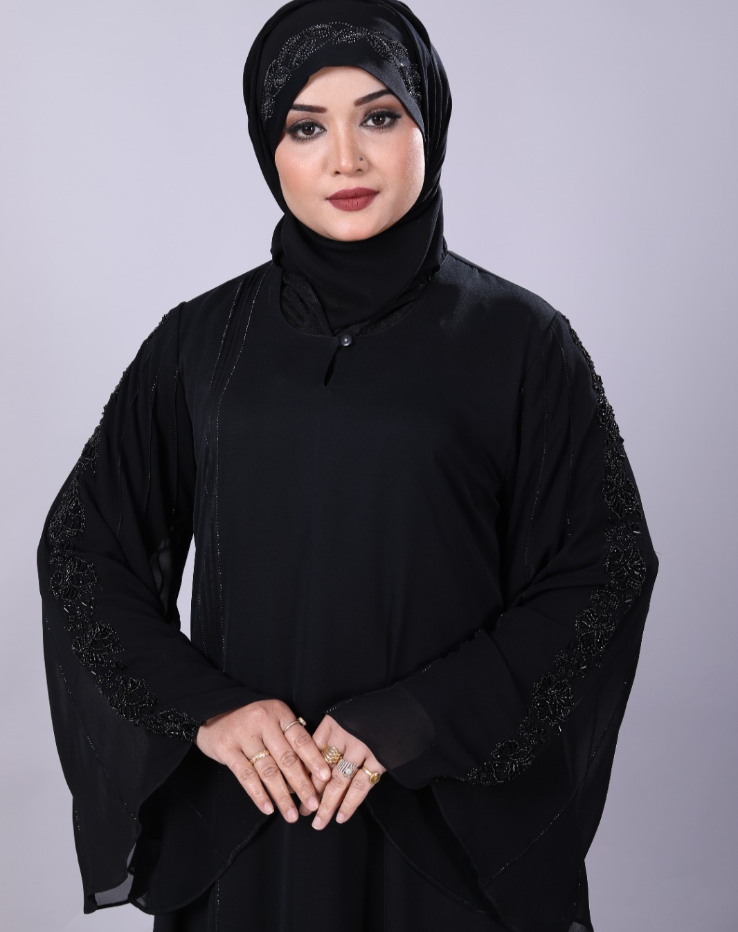 Elegant Rose Handwork Abaya